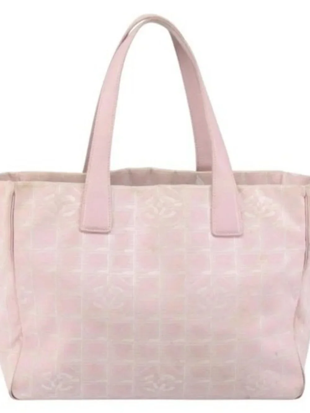 CHANEL New Travel Line Tote Bag Nylon Pink Gold CC Auth mr1511
